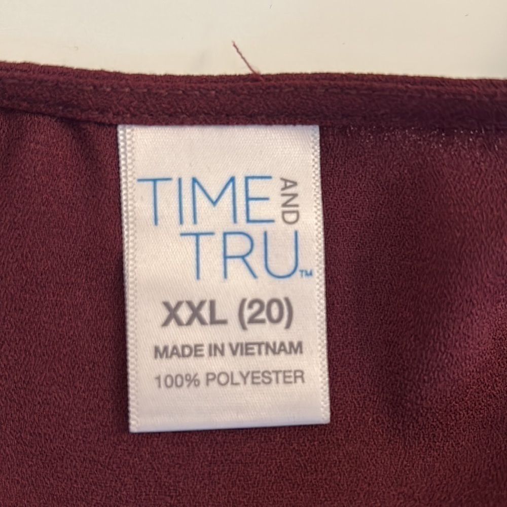 Time and Tru Burgundy Boho Side Lace Up Flowy Top Size 2X - Picture 6 of 6